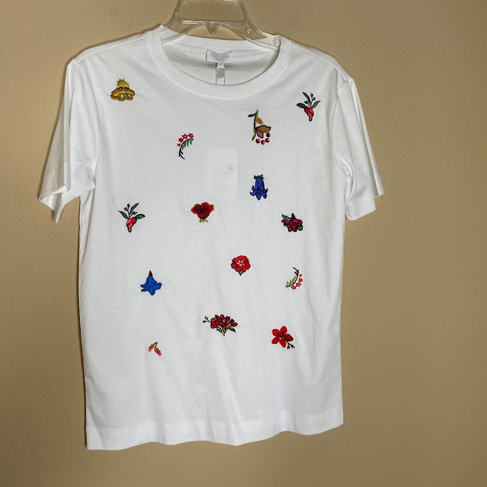 NEW escada sport tee w/ embroidered & embellished detail